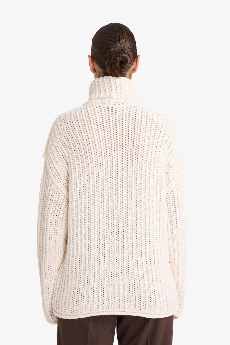 DeFacto Beige Woman Oversize Fit Turtleneck Knitwear Pullover Casual - Image 5